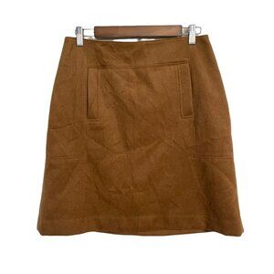 LOFT Women's Tan Camel Pockets Y2K Clueless Wool Blend Knee Length Skirt Size 10